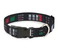 Dog Collar Plastic Clip Star Wars Darth Vader Utility Belt Bounding3 Black Grays Reds 16 to 23 Inches 1.5 Inch Wide