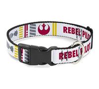 Dog Collar Plastic Clip Star Wars Rebel Pilot Rebel Alliance Insignia X Wing Fighter 13 to 18 Inches 1.5 Inch Wide