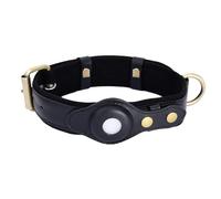 Dog Collar - PU Pet Collar with Adjustable Size, Holder for Smart Tracking, Perfect for Large, Medium, and Small Dogs, Outdoor Use