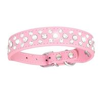 Dog Collar - Puppy Collars | Blinng Puppy Collar | Three Rows Rhinestone PU Leather Dogs Neckband | Adjustable Beautiful Appearance Crystal Diamond Pets Choker For Small Puppies Kittens