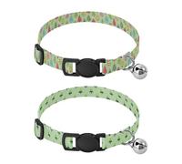 Dog Collar Quick Release Buckle Dog Collar for Girls and Boys 2 Pack Christmas Light Green Colorful Decorated Trees Christmas Light Green Christmas Trees