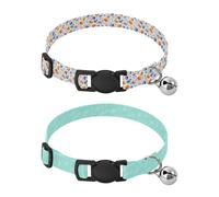Dog Collar Quick Release Buckle Dog Collar for Puppy Girl Boy 2 Pcs Watercolor Floral Light Blue Minimalist Leaf
