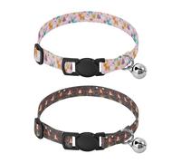 Dog Collar Quick Release Buckle Female and Male Dog Collar 2 Packs Christmas Deer & Gift Boxes Christmas Dark Plaid Red Circles Lanterns Candles