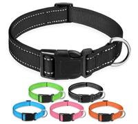 Dog Collar - Reflective Nylon Dog Collar, Adjustable Classic Pet Collar, Soft Nylon Collars with Metal Lead Attachment, Walking/Training Product for Large Dogs (Black, 40~60cm)