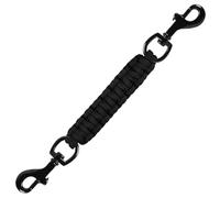 Dog Collar Safety Clip, Handmade Backup Safety Strap for Dog Harness, Pinch Collar, Double Ended Clasp Leash Connector (Black)
