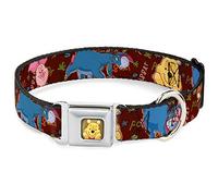 Dog Collar Seatbelt Buckle Mickey Mouse Expressions Close Up Black White 16 to 23 Inches 1.5 Inch Wide