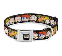Dog Collar Seatbelt Buckle Rugrats Character Faces Close Up 15 to 26 Inches 1.0 Inch Wide