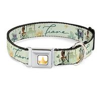 Dog Collar Seatbelt Buckle The Princess and The Frog Tiana Palace Pose with Script Green 13 to 17 Inches 1.5 Inch Wide
