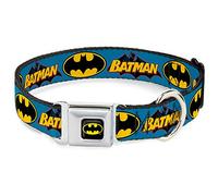 Dog Collar Seatbelt Buckle Vintage Batman Logo Bat Signal Blue 15 to 26 Inches 1.0 Inch Wide