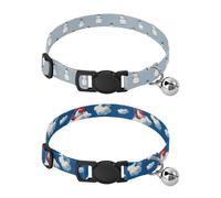 Dog Collar Soft Padding Buckle Pet Collars with Bells Adjustable Fits Small Dogs Puppies Cats 2 Pcs Snowman Gray Snowman Cloud