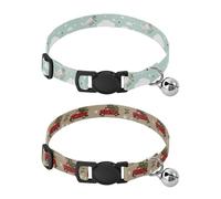 Dog Collar Soft Padding Buckle Pet Collars with Bells Adjustable Fits Small Dogs Puppies Cats 2 Pcs Airplane Clouds Hot Air Balloon Truck Snow