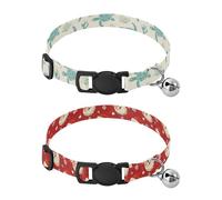 Dog Collar Soft Padding Buckle Pet Collars with Bells Adjustable Fits Small Dogs Puppies Cats 2 Pcs Sea ??turtle Coral Green Yellowish Santa Claus Snowflakes