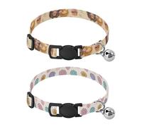 Dog Collar Soft Padding Buckle Pet Collars with Bells Adjustable Fits Small Dogs Puppies Cats 2 Pcs Little Duck Hedgehog Cake Flowers Heart-shaped