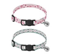 Dog Collar Soft Padding Buckle Pet Collars with Bells Adjustable Fits Small Dogs Puppies Cats 2 Pcs Pink Bows Cherrie Of Traditional Nordics