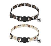 Dog Collar Soft Padding Buckle Pet Collars with Bells Adjustable Fits Small Dogs Puppies Cats 2 Pcs Cow Skull Chickens and Chicks