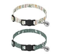 Dog Collar Soft Padding Buckle Pet Collars with Bells Adjustable Fits Small Dogs Puppies Cats 2 Pcs Watercolor Giraffes Snowmen Dot Leaf