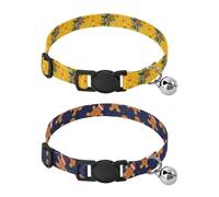 Dog Collar Soft Padding Buckle Pet Collars with Bells Adjustable Fits Small Dogs Puppies Cats 2 Pcs Christmas Pinecone Christmas Hat Wearing Gingerbread Man