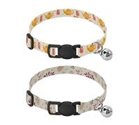 Dog Collar Soft Padding Buckle Pet Collars with Bells Adjustable Fits Small Dogs Puppies Cats 2 Pcs Hand Drawn Teapot Hand Drawn Romantic Leaf