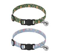 Dog Collar Soft Padding Buckle Pet Collars with Bells Adjustable Fits Small Dogs Puppies Cats 2 Pcs Gingerbread Man Cup Gift Cake