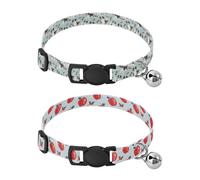 Dog Collar Soft Padding Buckle Pet Collars with Bells Adjustable Fits Small Dogs Puppies Cats 2 Pcs Repeat Cute Cartoon Australian Shepherd Puppy Red Cherry Apple