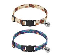 Dog Collar Soft Padding Buckle Pet Collars with Bells Adjustable Fits Small Dogs Puppies Cats 2 Pcs Red Panda Apple Bread Banana Rainbow Planet Dream