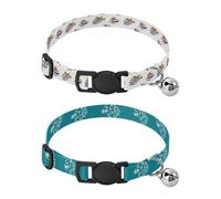 Dog Collar Soft Padding Buckle Pet Collars with Bells Adjustable Fits Small Dogs Puppies Cats 2 Pcs Colorful Jet Skis Each with Wolf King Totem
