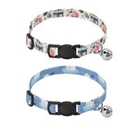 Dog Collar Soft Padding Buckle Pet Collars with Bells Adjustable Fits Small Dogs Puppies Cats 2 Pcs Lamp Apple Pine Cone Ice Polar Bear Fish