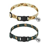 Dog Collar Soft Padding Buckle Pet Collars with Bells Adjustable Fits Small Dogs Puppies Cats 2 Pcs Doodle Style Fast Food Items Cute Red Pandas Doing Yoga