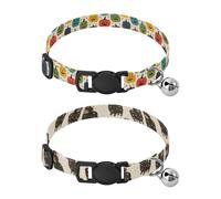 Dog Collar Soft Padding Buckle Pet Collars with Bells Adjustable Fits Small Dogs Puppies Cats 2 Pcs Colorful Devil Pumpkins Black Sheep Stars