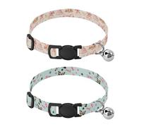 Dog Collar Soft Padding Buckle Pet Collars with Bells Adjustable Fits Small Dogs Puppies Cats 2 Pcs Pink Christmas Tree Bow Cookies Pink Bow Leopard Print Five-pointed Star