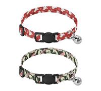 Dog Collar Soft Padding Buckle Pet Collars with Bells Adjustable Fits Small Dogs Puppies Cats 2 Pcs Ghost Ghost Leaf Hide