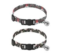 Dog Collar Soft Padding Buckle Pet Collars with Bells Adjustable Fits Small Dogs Puppies Cats 2 Pcs Gnome Christmas Ghost Pink Rose
