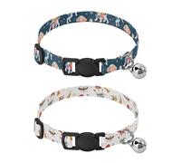 Dog Collar Soft Padding Buckle Pet Collars with Bells Adjustable Fits Small Dogs Puppies Cats 2 Pcs Teddy Puppy Snowman Santa Claus Summer