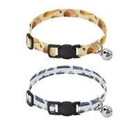 Dog Collar Soft Padding Buckle Pet Collars with Bells Adjustable Fits Small Dogs Puppies Cats 2 Pcs Pastries and Breads Navy Blue Ships Cargo Trains