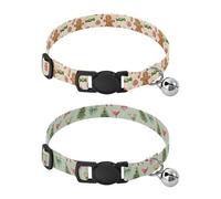 Dog Collar Soft Padding Buckle Pet Collars with Bells Adjustable Fits Small Dogs Puppies Cats 2 Pcs Cookie Man Sugar Bow Wine Glass Tree