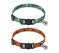Dog Collar Soft Padding Buckle Pet Collars with Bells Adjustable Fits Small Dogs Puppies Cats 2 Pcs Christmas Cookies Black Cats with Their Tails