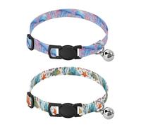 Dog Collar Soft Padding Buckle Pet Collars with Bells Adjustable Fits Small Dogs Puppies Cats 2 Pcs Watercolor Jellyfish Their Vibrant Coral Reefs Colorful