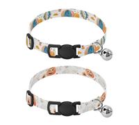 Dog Collar Soft Padding Buckle Pet Collars with Bells Adjustable Fits Small Dogs Puppies Cats 2 Pcs Hot Air Balloon Clouds Colorful Ghost Pumpkin Flower