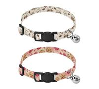 Dog Collar Soft Padding Buckle Pet Collars with Bells Adjustable Fits Small Dogs Puppies Cats 2 Pcs Chocolate Coffee Heart Chocolate Nut Cookies Heart-shaped