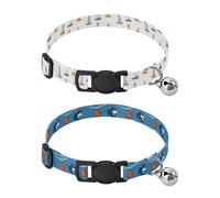 Dog Collar Soft Padding Buckle Pet Collars with Bells Adjustable Fits Small Dogs Puppies Cats 2 Pcs Boats Lighthouses and Ships Blue Wolf