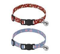Dog Collar Soft Padding Buckle Pet Collars with Bells Adjustable Fits Small Dogs Puppies Cats 2 Pcs Pine Cone Snowflake Flamingo Santa Hat Snow