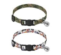Dog Collar Soft Padding Buckle Pet Collars with Bells Adjustable Fits Small Dogs Puppies Cats 2 Pcs Mosaic Camouflage Monster Trucks