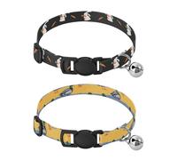 Dog Collar Soft Padding Buckle Pet Collars with Bells Adjustable Fits Small Dogs Puppies Cats 2 Pcs The Rabbit Is Holding A Carrot Shaped Striped with Mallard