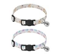 Dog Collar Soft Padding Buckle Pet Collars with Bells Adjustable Fits Small Dogs Puppies Cats 2 Pcs Grass Mud Horse Gift Gift Cake