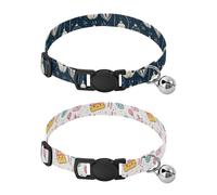 Dog Collar Soft Padding Buckle Pet Collars with Bells Adjustable Fits Small Dogs Puppies Cats 2 Pcs Blue Balls Birthday Candle Cake