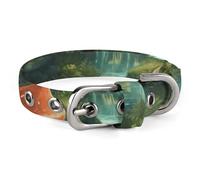 Dog Collar,View of Fantasy River Mushroom Printed Pet Collar, Adjustable Pet Collars Suitable for Small and Medium Dogs,Cats