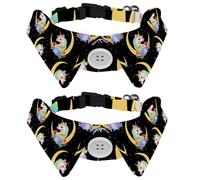 Dog Collar with Bow Tie, Adjustable Dog Formal Tuxedo Collar with Removable Shirt Collar, Cat Collars for Small Pets, Crescent with Unicorn Head