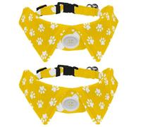 Dog Collar with Bow Tie, Adjustable Dog Formal Tuxedo Collar with Removable Shirt Collar, Cat Collars for Small Pets, Animals Cat Dog Paw Footprint Pattern