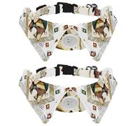 Dog Collar with Bow Tie, Adjustable Dog Formal Tuxedo Collar with Removable Shirt Collar, Cat Collars for Small Pets, Indian Elephant Geometrical Animal Ethnic Tribal Pattern