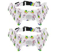 Dog Collar with Bow Tie, Adjustable Dog Formal Tuxedo Collar with Removable Shirt Collar, Cat Collars for Small Pets, Cupcake Unicorns